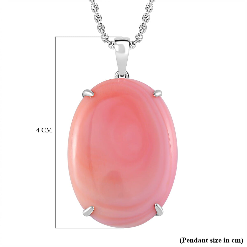 Biggest Deal - Queen Conch Shell (OV 30x22) Pendant with Chain (Size 18) in Rhodium Overlay Sterling Silver 35.00 Ct.