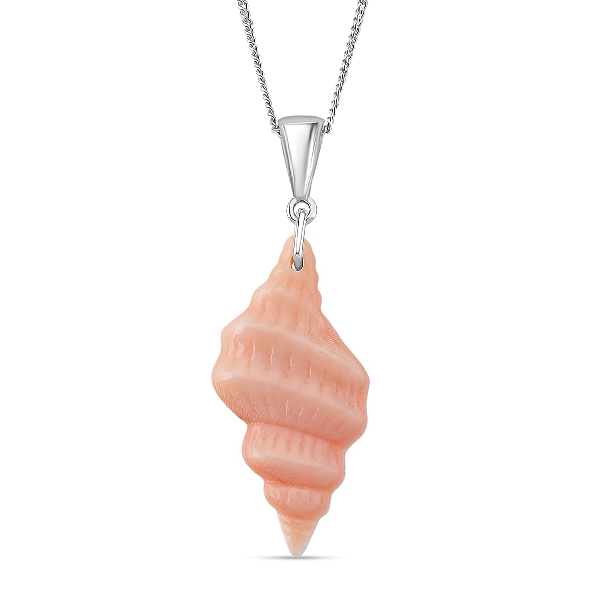 Queen Conch Shell Pendant with Chain (Size 18) in Rhodium Overlay Sterling Silver 12.12 Ct. 4415654 0