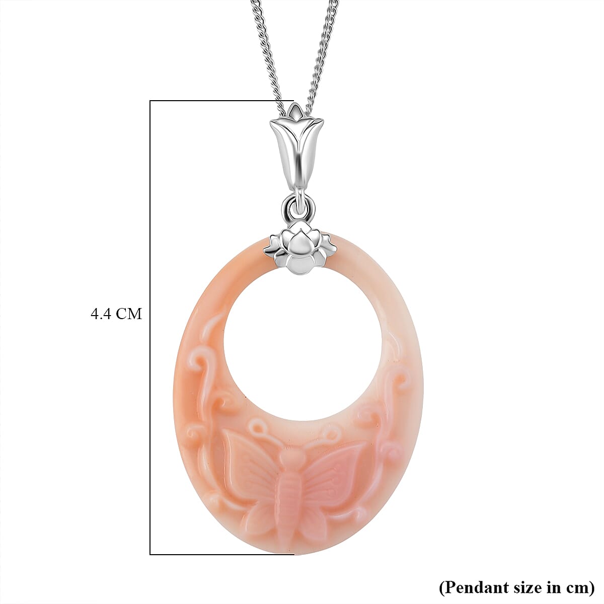 Queen Conch Shell Pendant with Chain (Size 18) in Rhodium Overlay Sterling Silver 12.88 Ct. 4415656 6