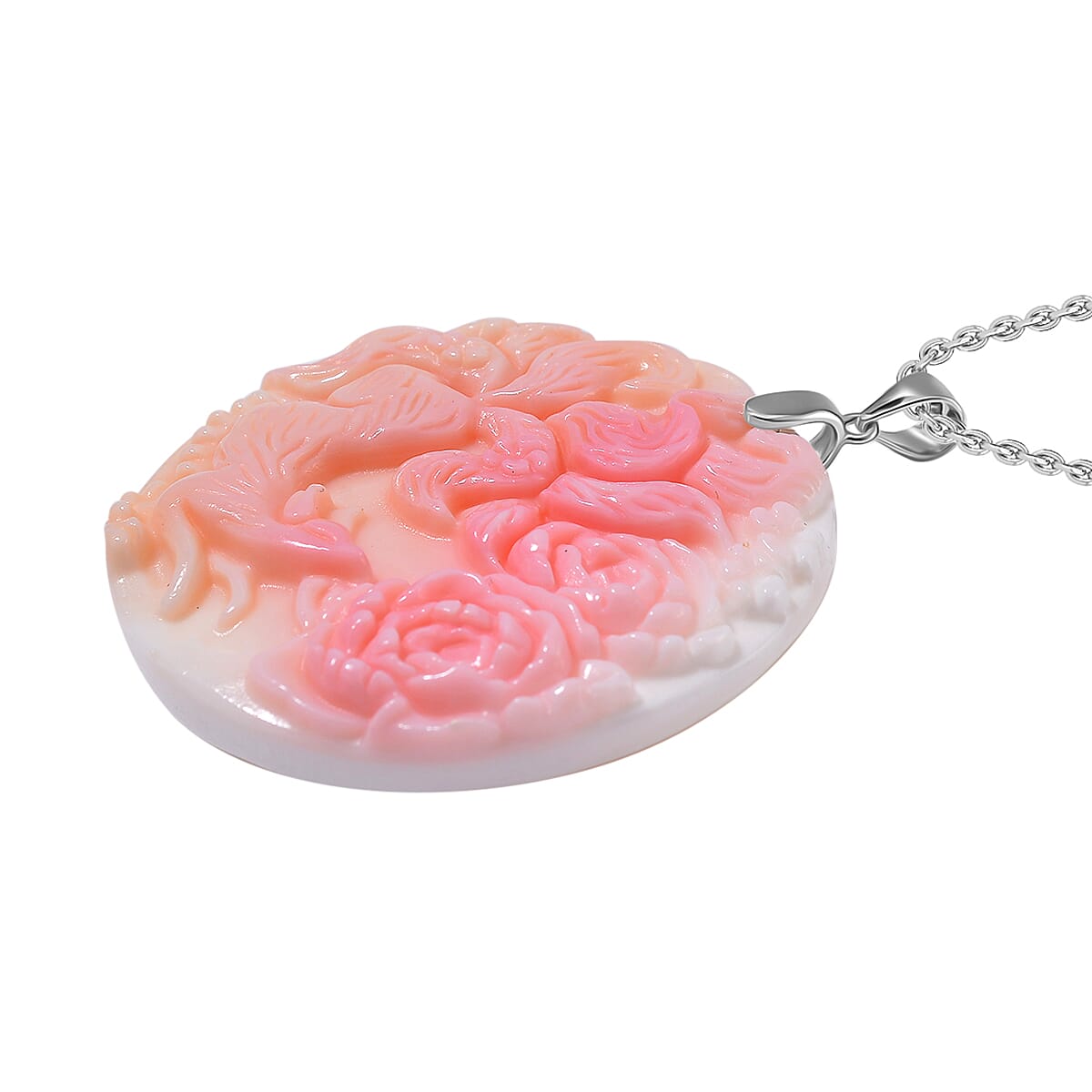 Queen Conch Shell Pendant with Chain in Lobster Clasp (Size 20) in Rhodium Sterling Silver 4317518 3