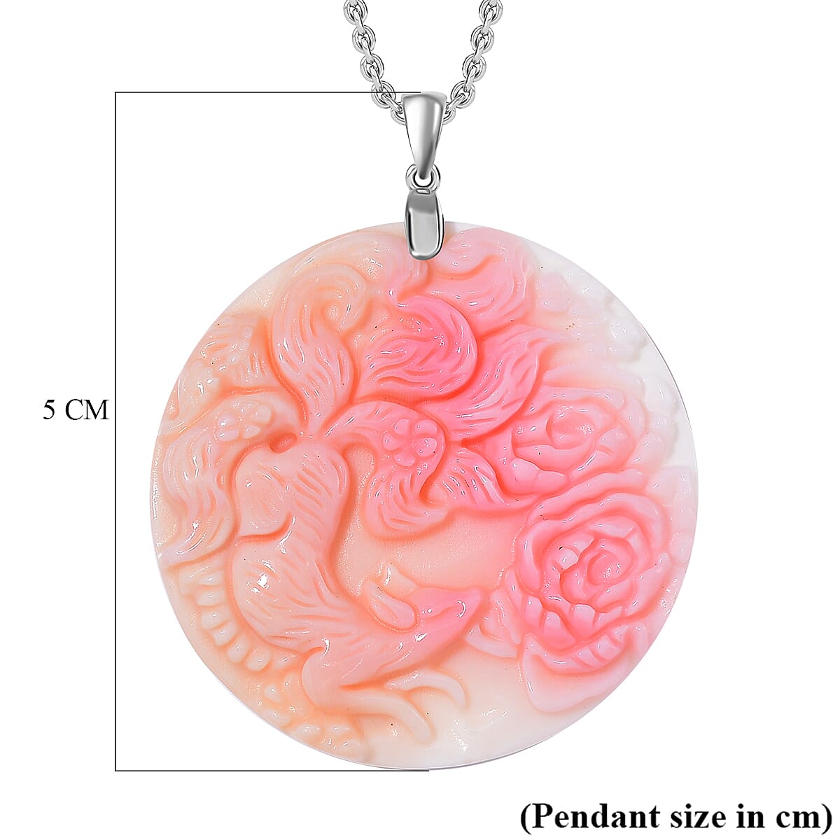 Queen Conch Shell Pendant with Chain in Lobster Clasp (Size 20) in Rhodium Sterling Silver 4317518 6