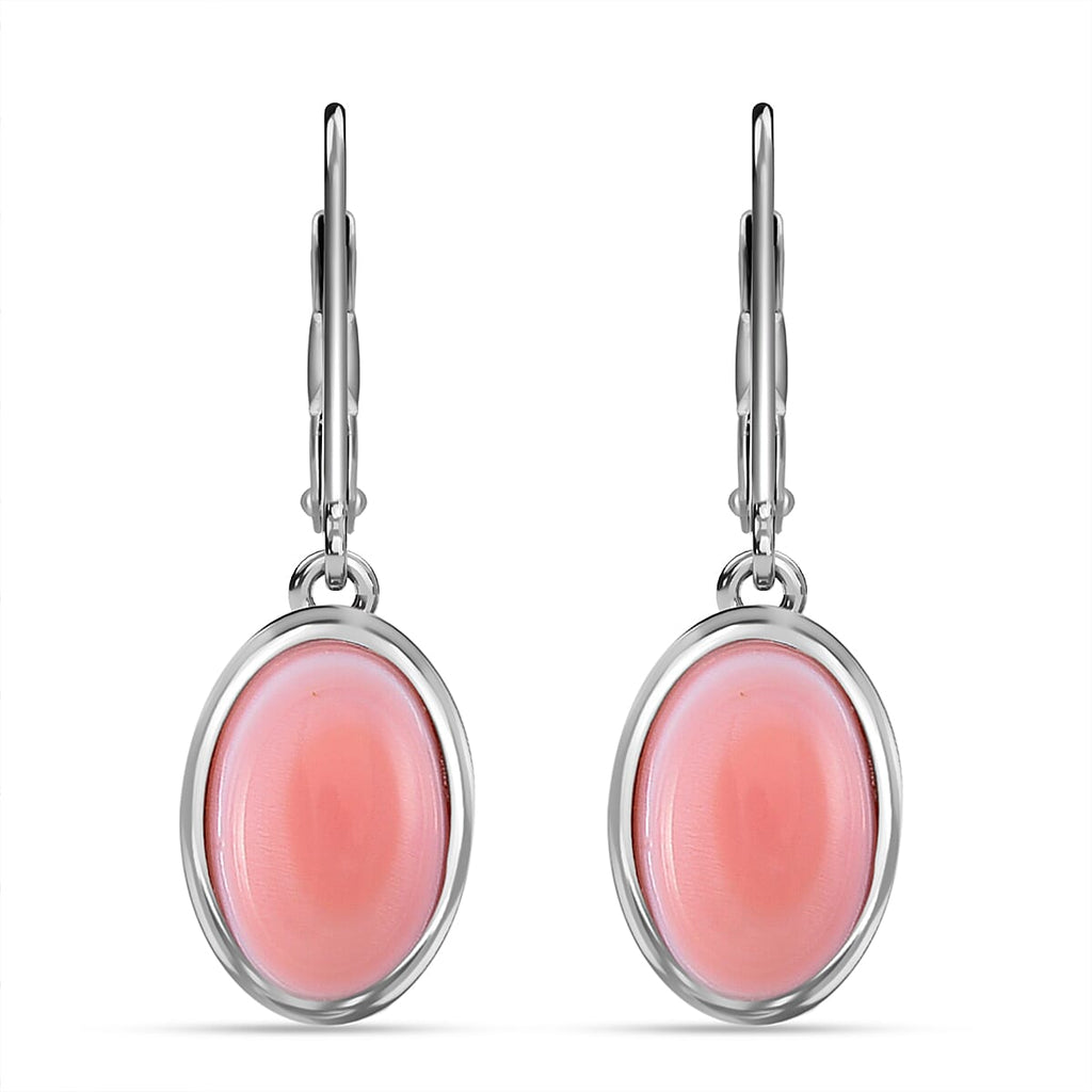 Queen Conch Shell Solitaire Lever Back Earring in Rhodium Overlay Sterling Silver 6.66 Ct.