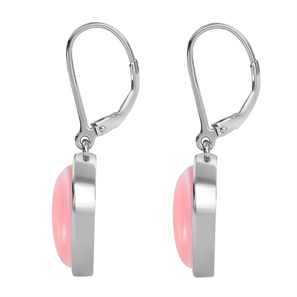 Queen Conch Shell Solitaire Lever Back Earring in Rhodium Overlay Sterling Silver 6.66 Ct.