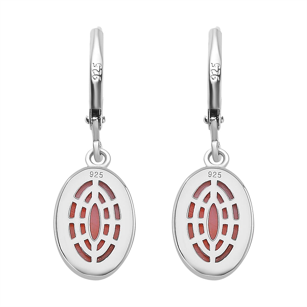 Queen Conch Shell Solitaire Lever Back Earring in Rhodium Overlay Sterling Silver 6.66 Ct.