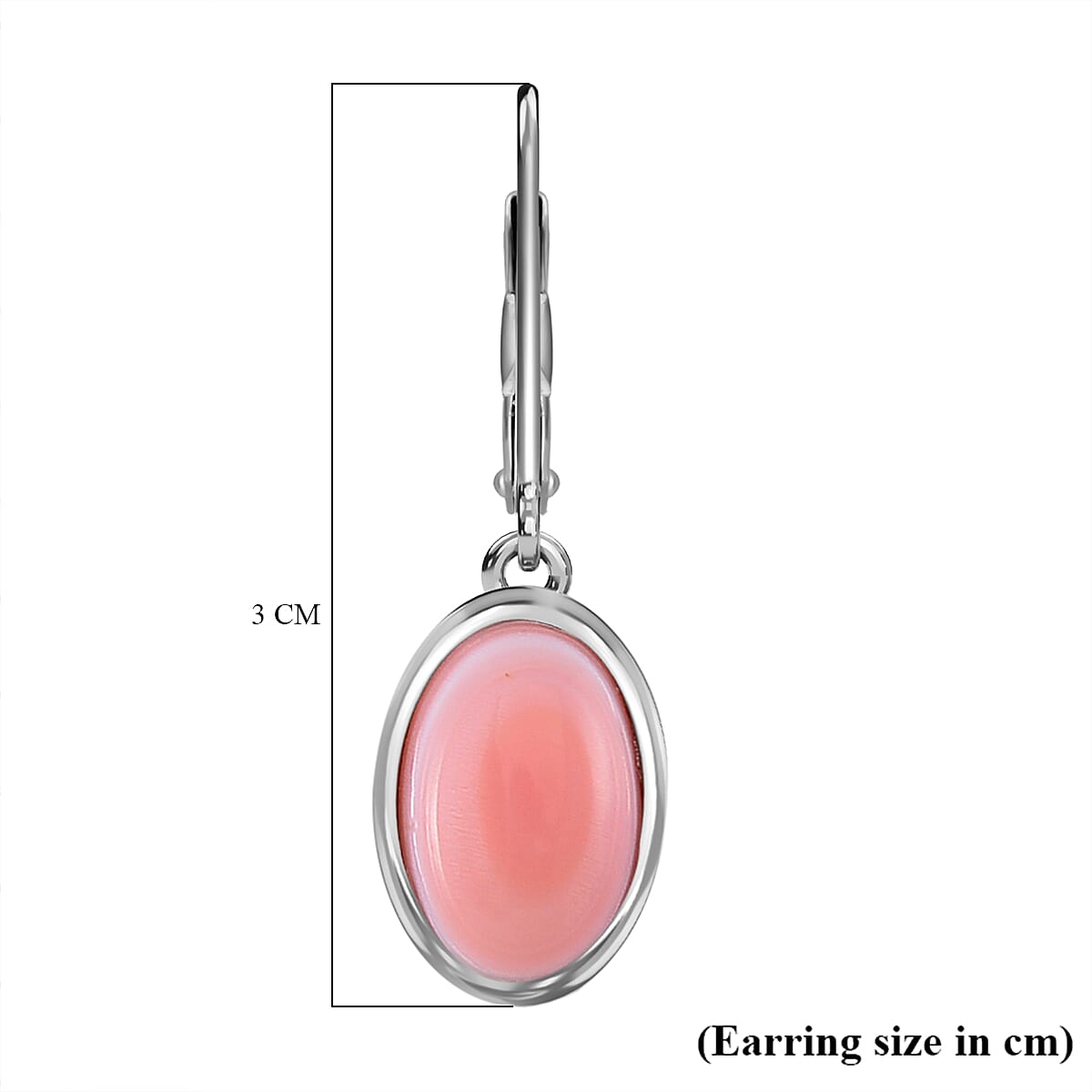 Pink Conch Shell  Solitaire Lever Back Earrings in Rhodium Overlay Sterling Silver  6.660  Ct. 7802599 6