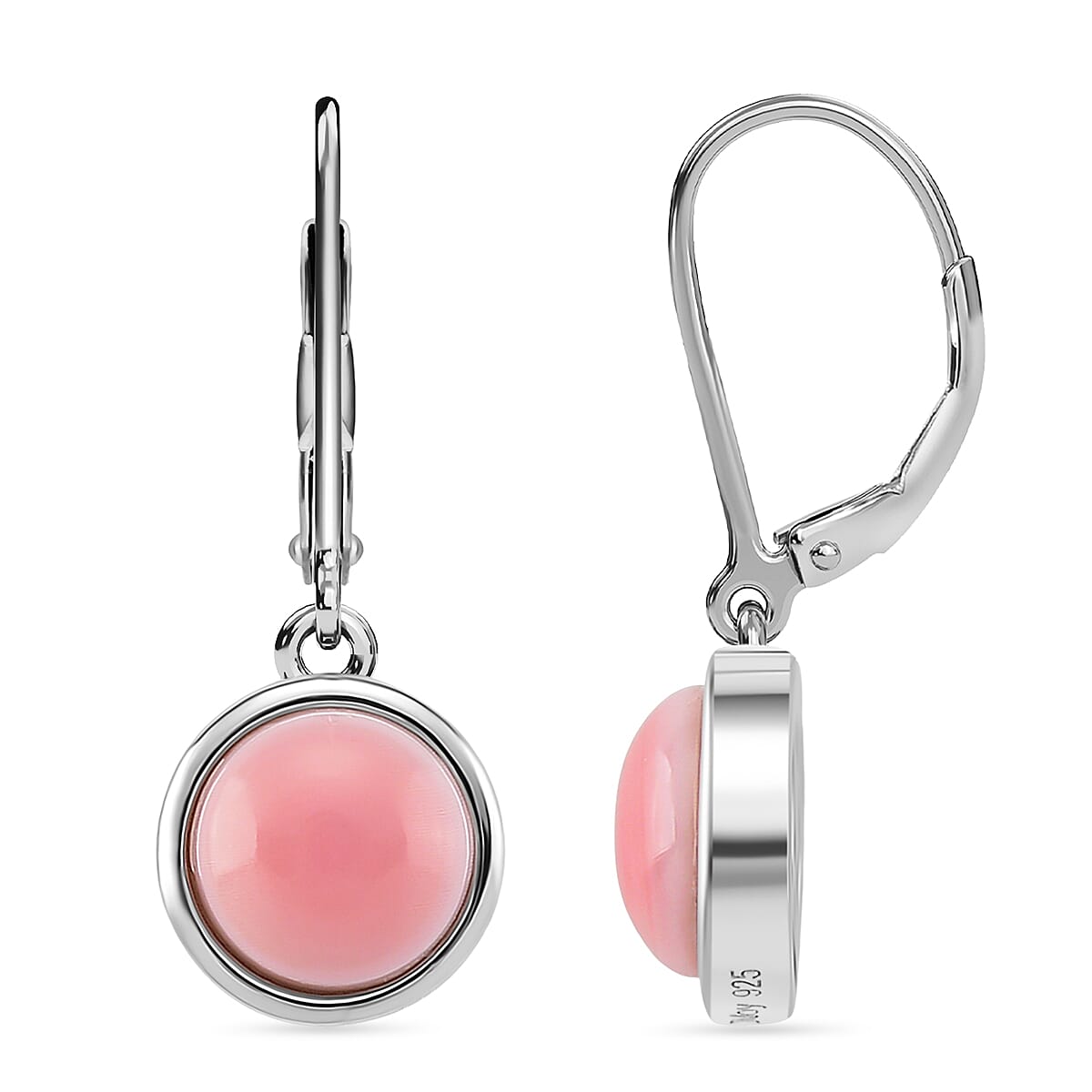 Queen Conch Shell Solitaire Lever Back Earring in Rhodium Overlay Sterling Silver 3.80 Ct. 8187189 0