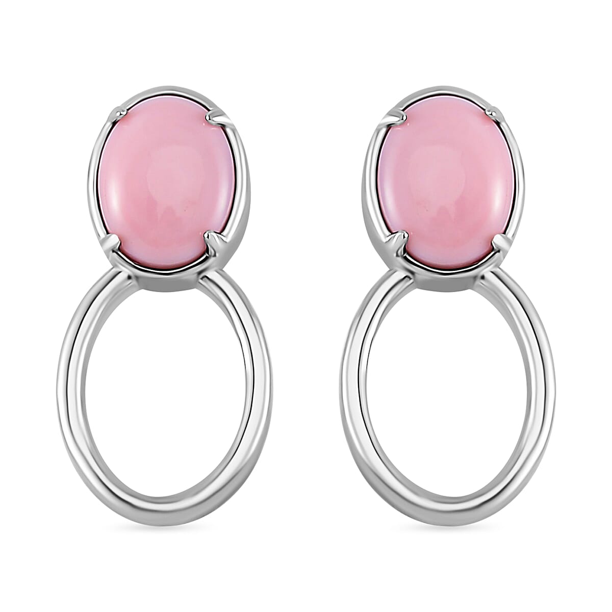Pink Conch Shell Solitaire Stud Push Post Earring in Rhodium Overlay Sterling Silver, Silver Wt. 5 Gms 4.000 Ct. 7801862 0