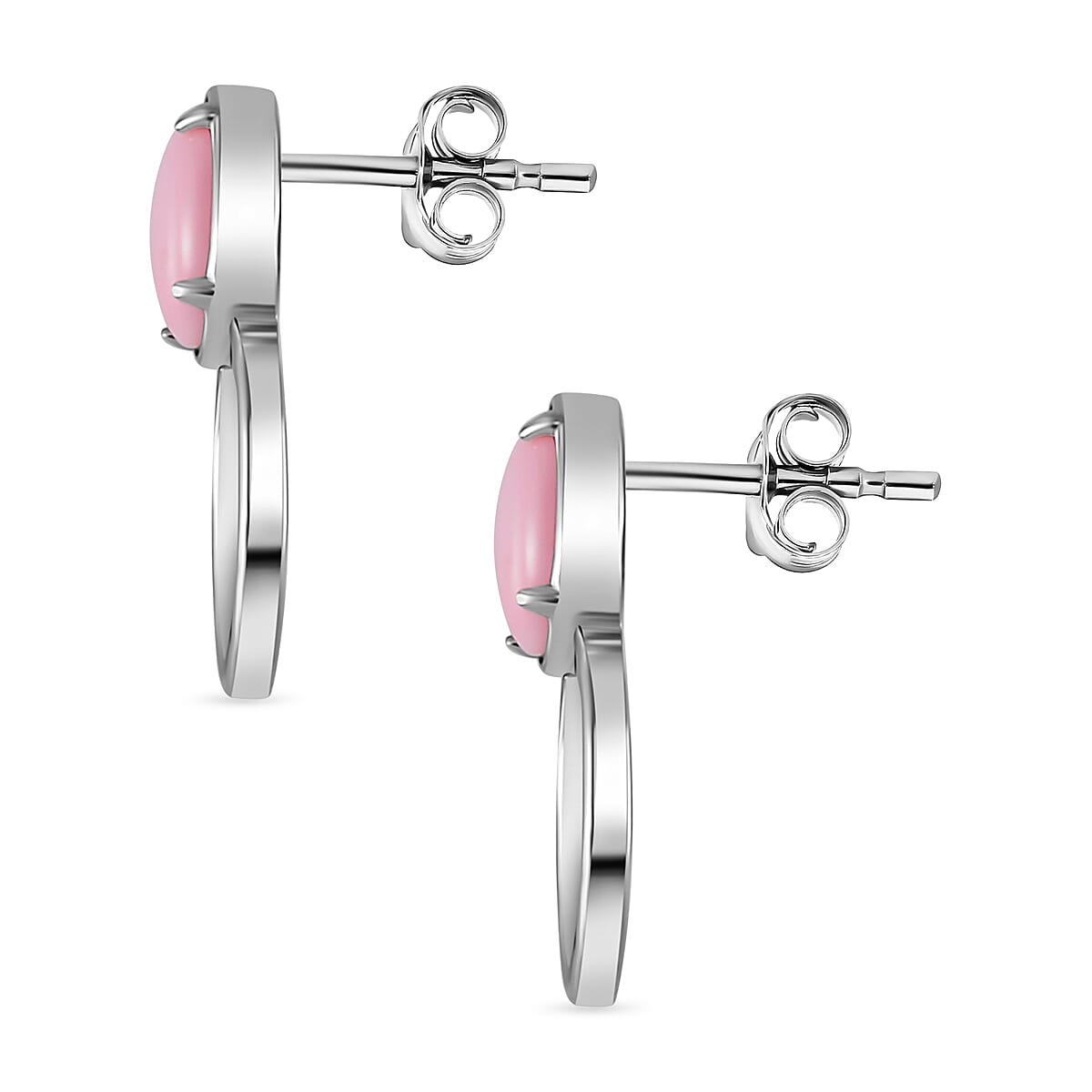 Pink Conch Shell Solitaire Stud Push Post Earring in Rhodium Overlay Sterling Silver, Silver Wt. 5 Gms 4.000 Ct. 7801862 4