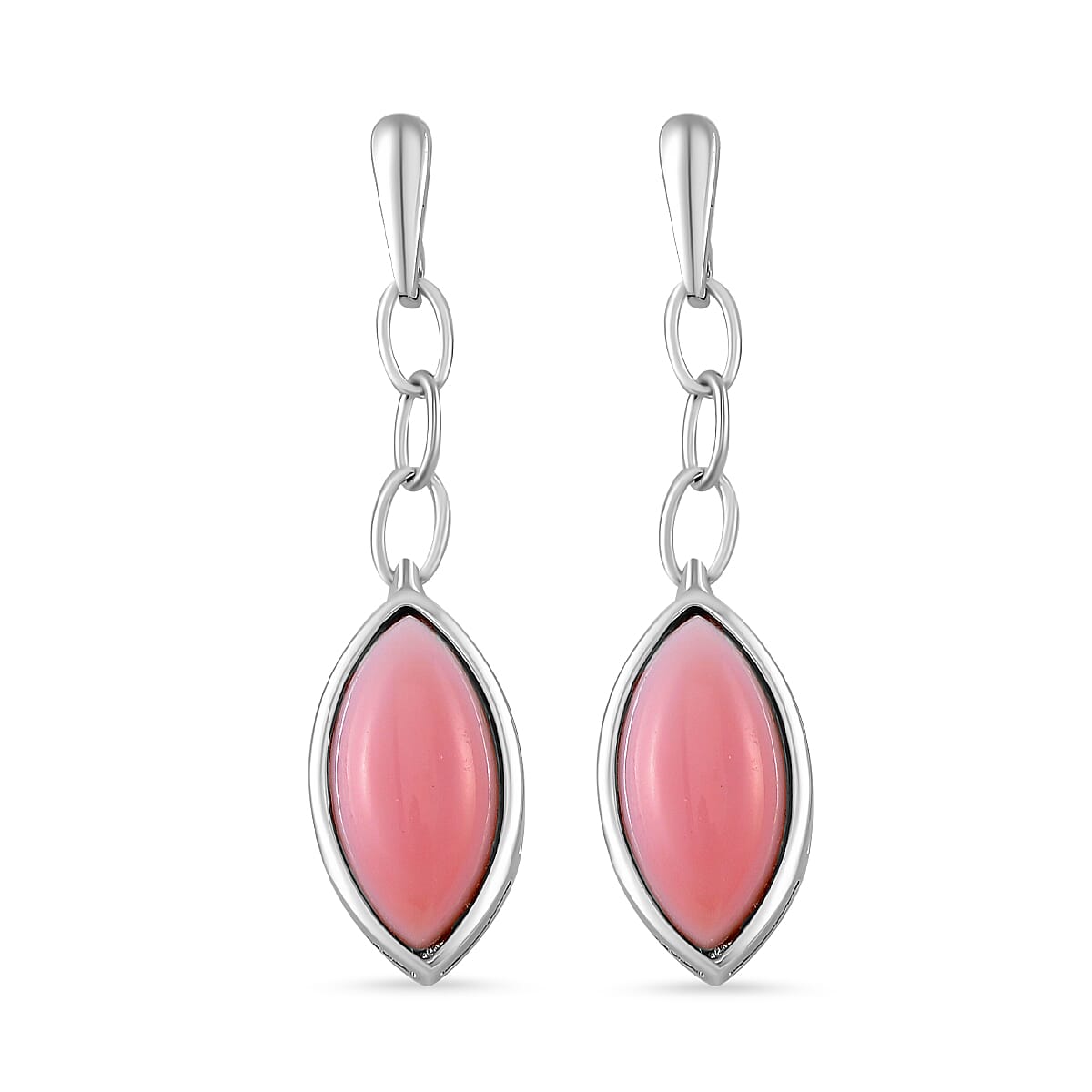 Pink Conch Shell Dangle Push Post Earrings in Rhodium Overlay Sterling Silver, 7.000 Ct. 7802337 0