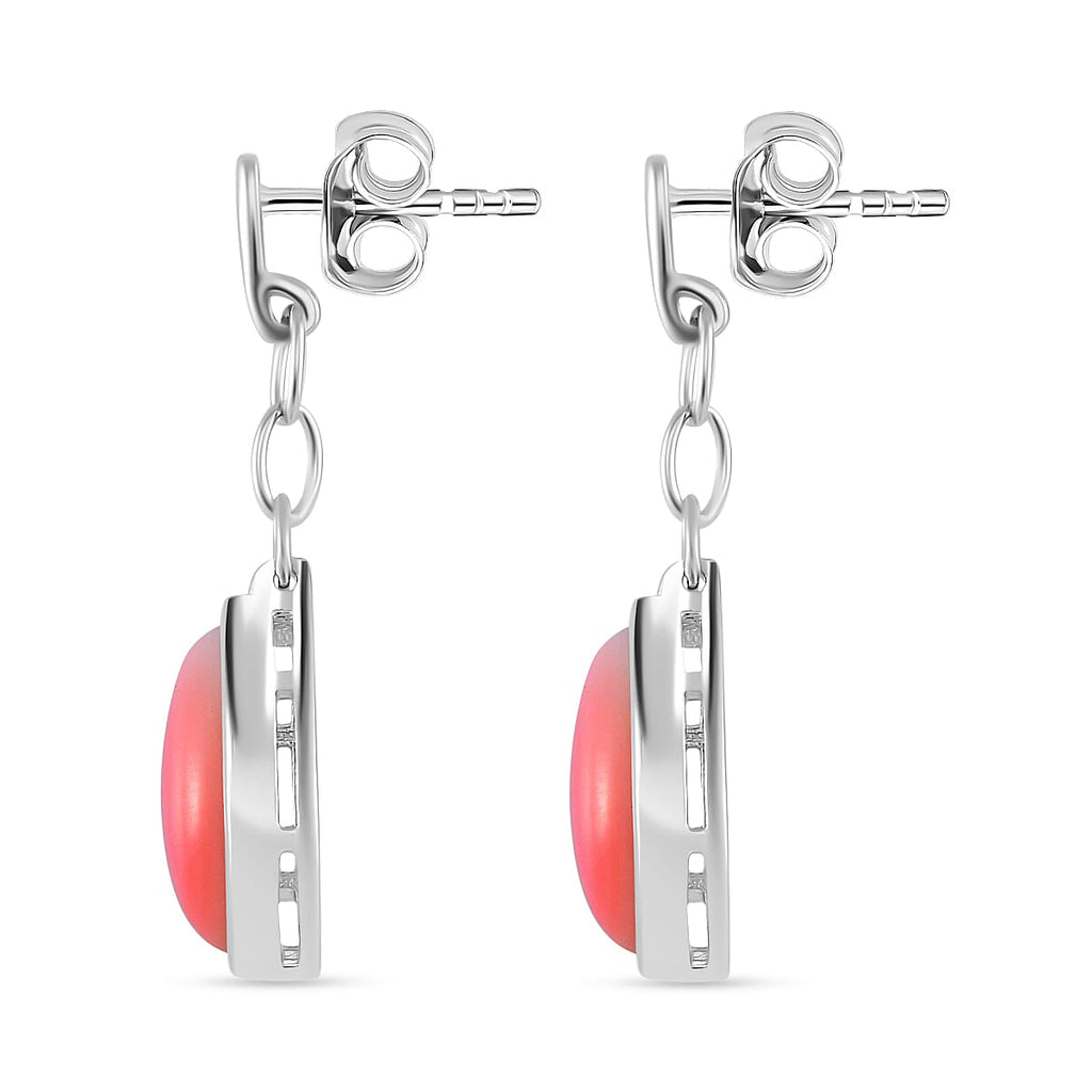 Queen Conch Shell Solitaire Stud Push Post Earring in Rhodium Overlay Sterling Silver 7.00 Ct.