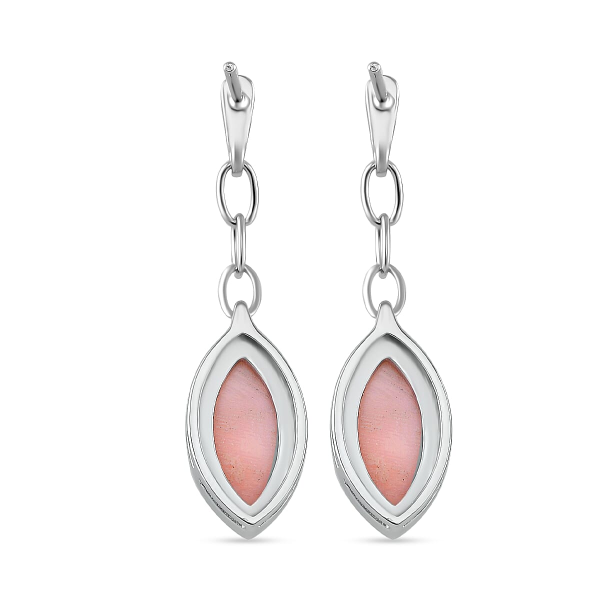 Pink Conch Shell Dangle Push Post Earrings in Rhodium Overlay Sterling Silver, 7.000 Ct. 7802337 5
