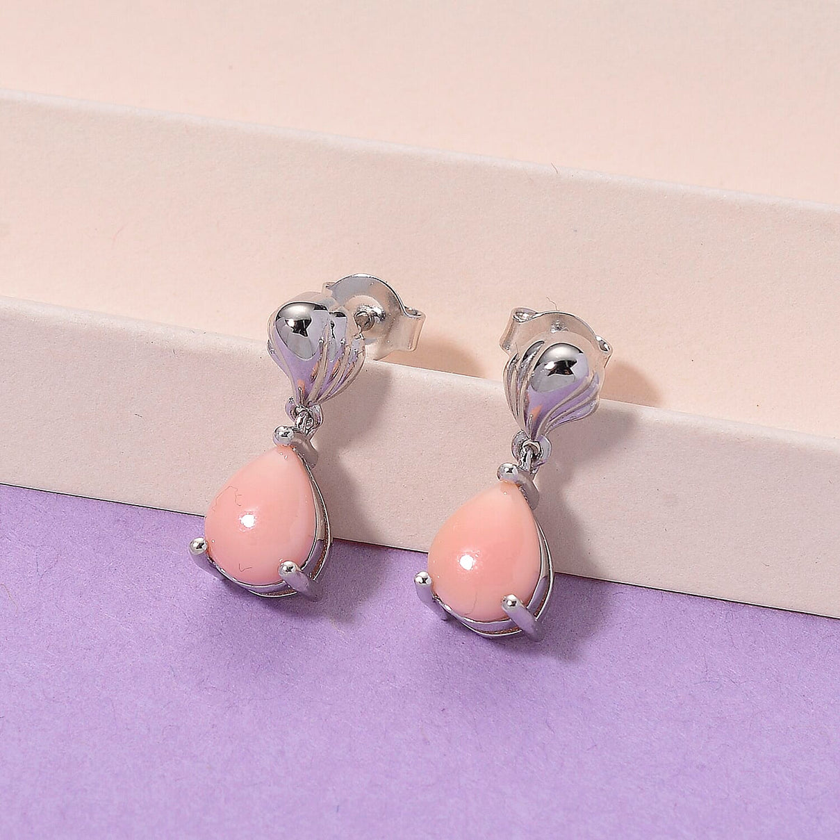 Queen Conch Shell Solitaire Stud Push Post Earring in Rhodium Overlay Sterling Silver 8186853 2