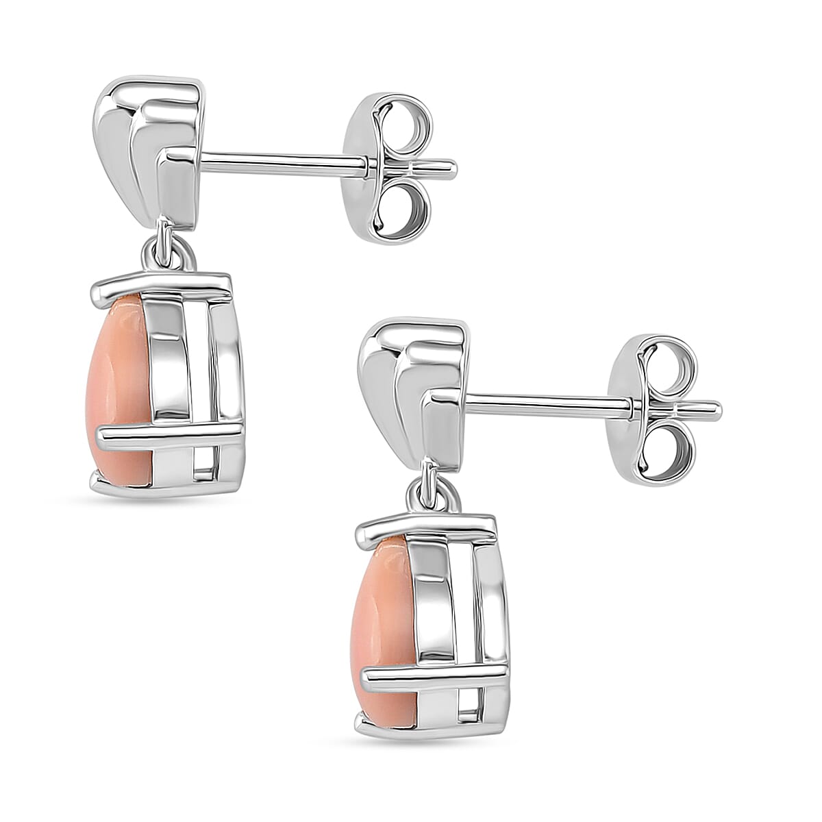 Queen Conch Shell Solitaire Stud Push Post Earring in Rhodium Overlay Sterling Silver 8186853 4