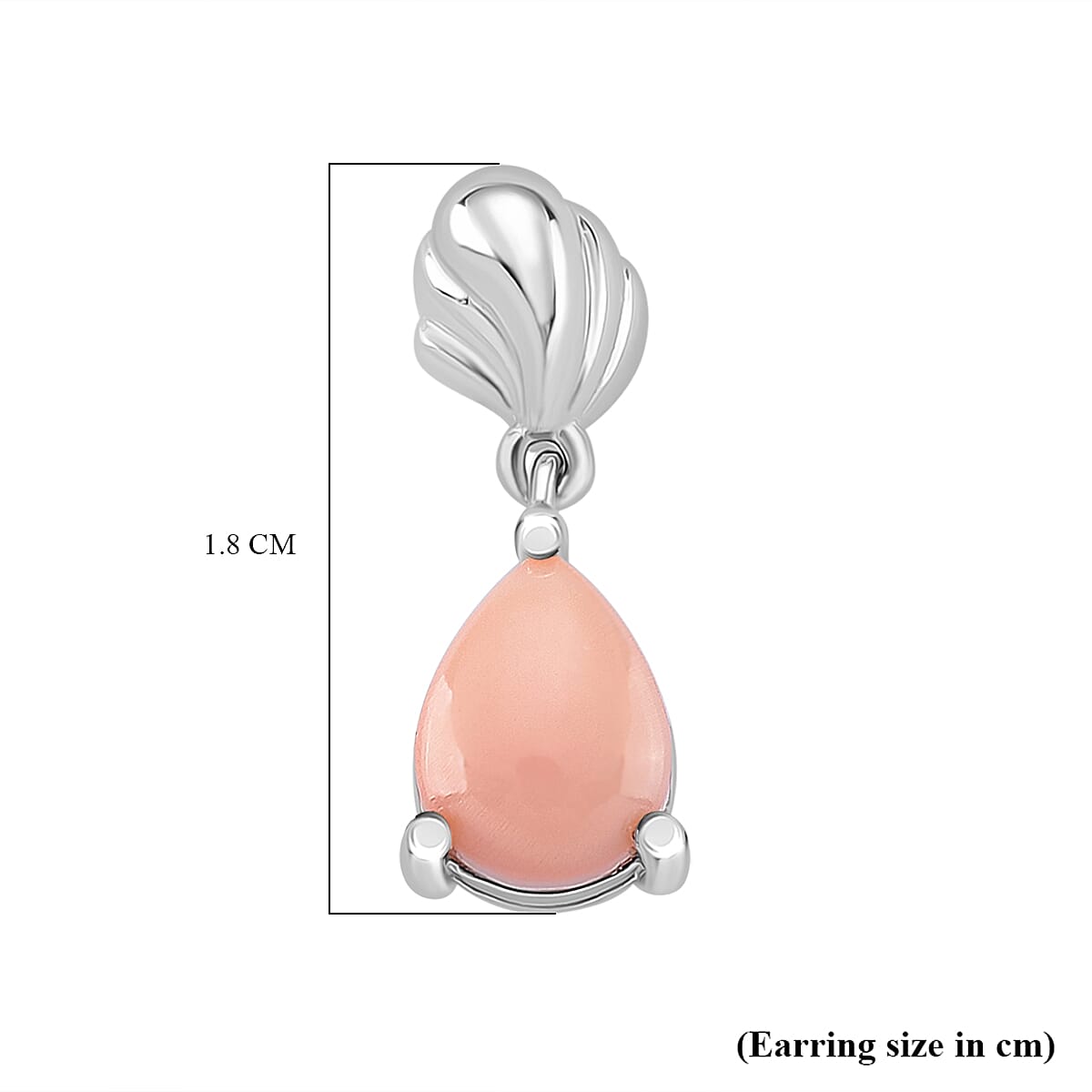 Queen Conch Shell Solitaire Stud Push Post Earring in Rhodium Overlay Sterling Silver 8186853 6