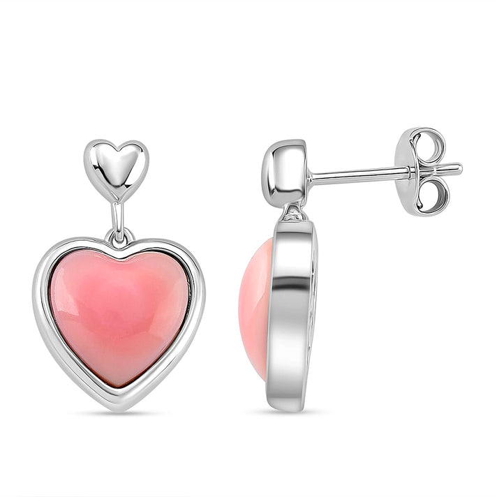 Queen Conch Shell Heart Push Post Earring in Rhodium Overlay Sterling Silver 6.00 Ct. 8186874 1