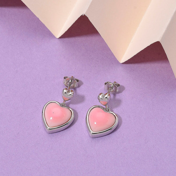 Queen Conch Shell Heart Push Post Earring in Rhodium Overlay Sterling Silver 6.00 Ct. 8186874 2