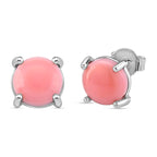 Queen Conch Shell Solitaire Stud Push Post Earring in Rhodium Overlay Sterling Silver 3.80 Ct.