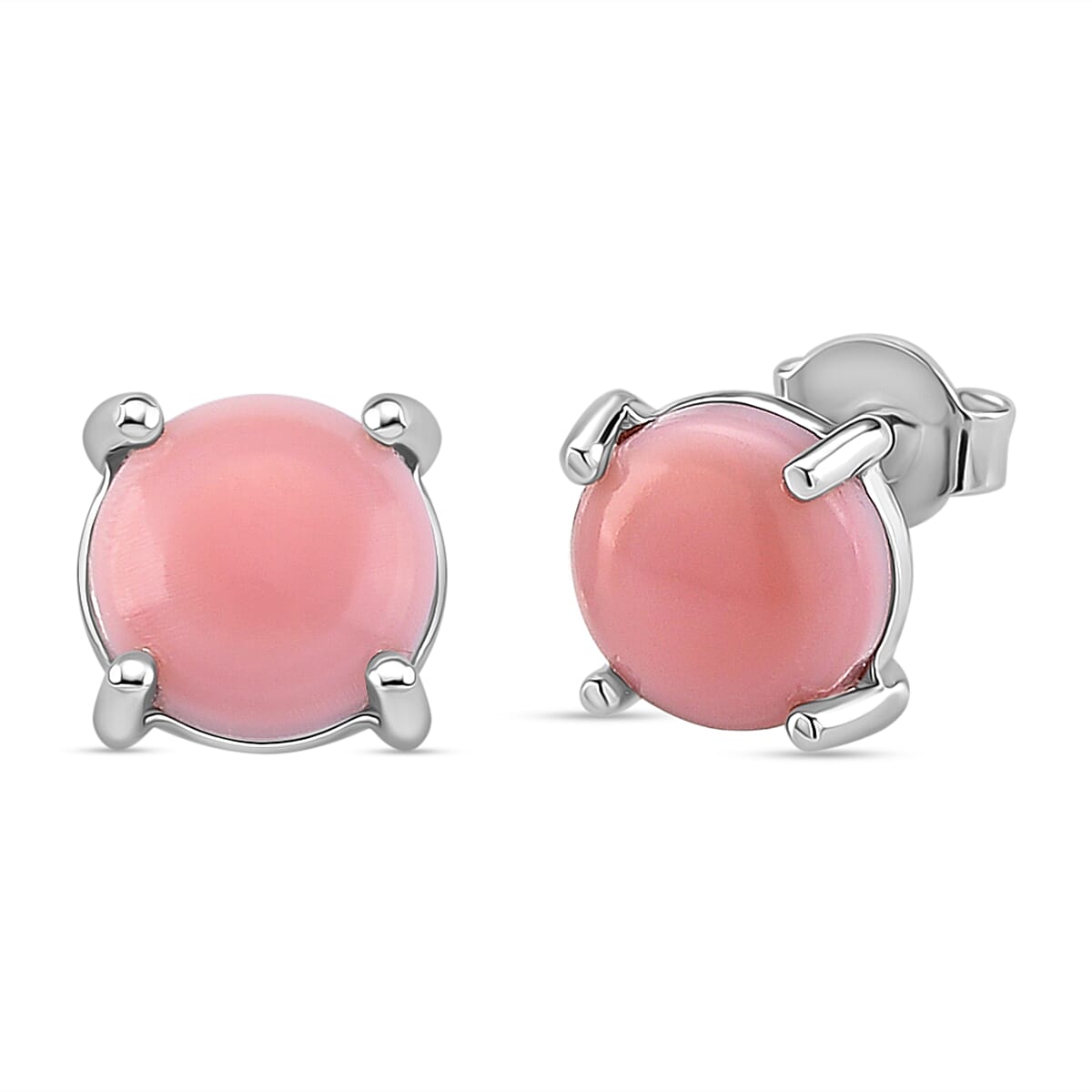 Queen Conch Shell Solitaire Stud Push Post Earring in Rhodium Overlay Sterling Silver 3.80 Ct. 8187044 0