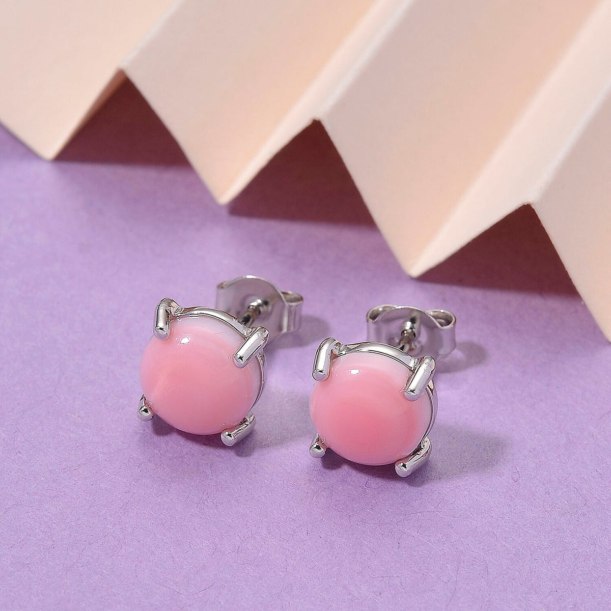 Queen Conch Shell Solitaire Stud Push Post Earring in Rhodium Overlay Sterling Silver 3.80 Ct. 8187044 2