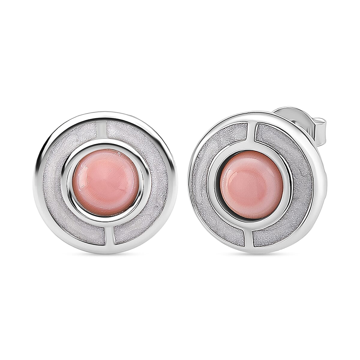 Queen Conch Shell Solitaire Stud Push Post Earring in Rhodium Overlay Sterling Silver 1.30 Ct. 8187063 0