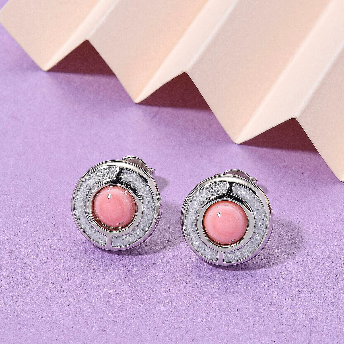 Queen Conch Shell Solitaire Stud Push Post Earring in Rhodium Overlay Sterling Silver 1.30 Ct. 8187063 2