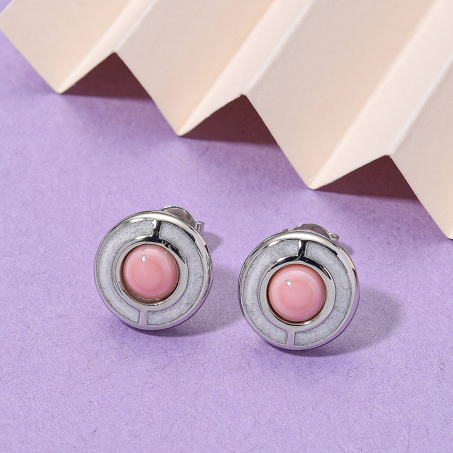 Queen Conch Shell Solitaire Stud Push Post Earring in Rhodium Overlay Sterling Silver 1.30 Ct. 8187063 2