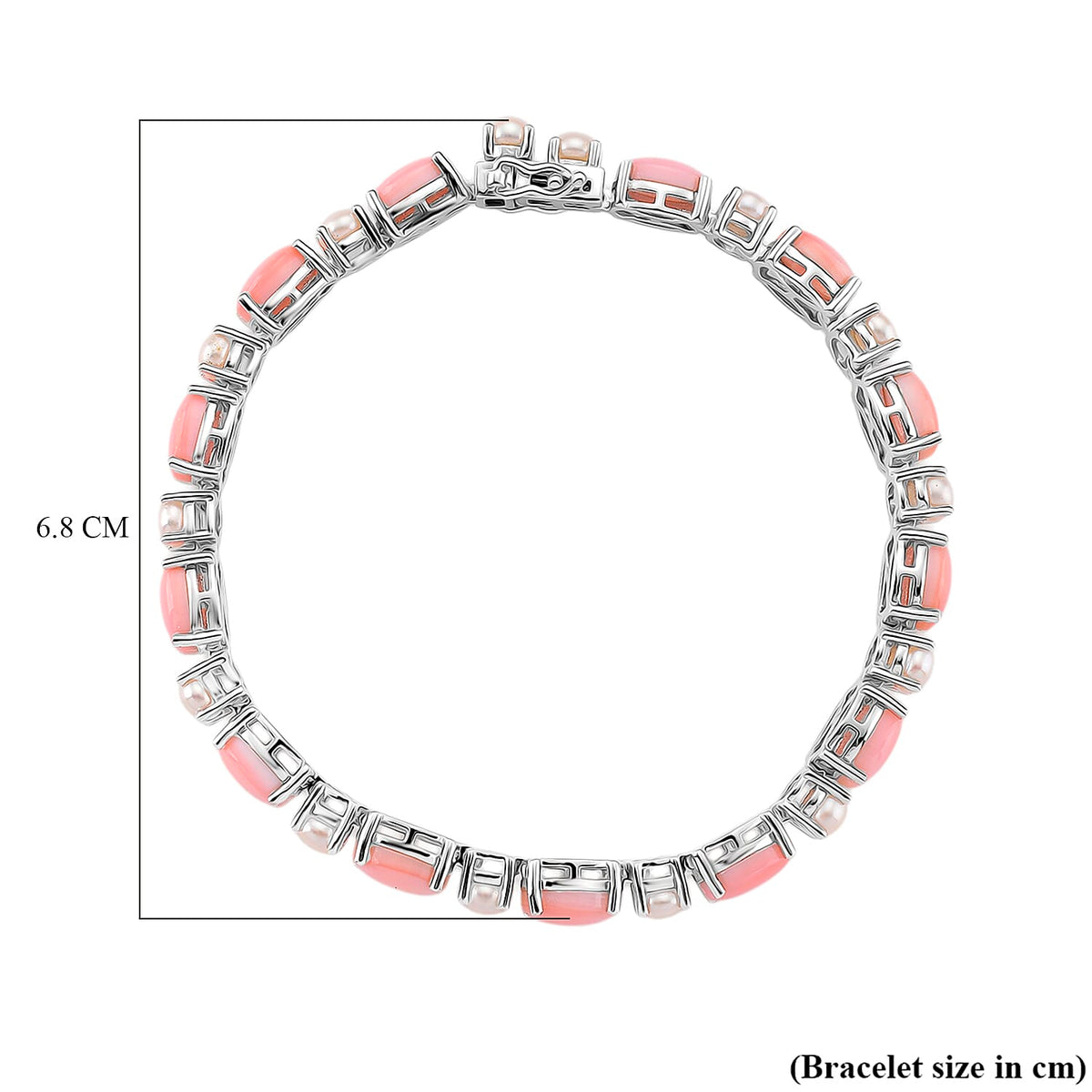 Queen Conch Shell and White Fresh Water Pearl Bracelet (Size - 7) in Rhodium Overlay Sterling Silver 20.80 Ct. 8186919 4