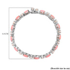 Pink Conch Shell & White Fresh Water Pearl Bracelet (Size - 8) in Rhodium Overlay Sterling Silver 23.70 Ct, Silver Wt. 12.20 Gms.