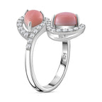 Queen Conch Shell, White Zircon Bypass Ring in Rhodium Overlay Sterling Silver 5.69 Ct.