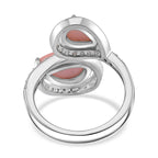 Queen Conch Shell, White Zircon Bypass Ring in Rhodium Overlay Sterling Silver 5.69 Ct.