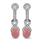Queen Conch Shell and Natural Zircon Dangle Earrings in Rhodium Overlay Sterling Silver 6.15 Ct.