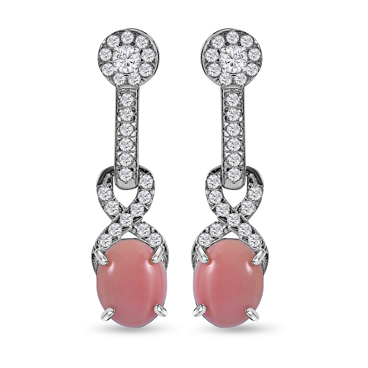 Queen Conch Shell and Natural Zircon Dangle Earrings in Rhodium Overlay Sterling Silver 6.15 Ct. 7373826 0