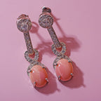 Queen Conch Shell and Natural Zircon Dangle Earrings in Rhodium Overlay Sterling Silver 6.15 Ct.