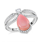Queen Conch Shell & White Zircon Ring in Rhodium Overlay Sterling Silver 4.04 Ct