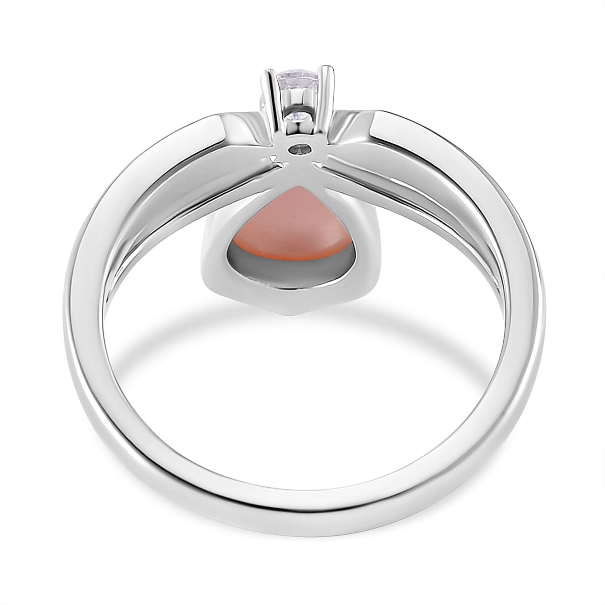 Pink Conch Shell, White Zircon Fancy Ring in Rhodium Plated Sterling Silver 4.040 Ct. 7807377 5