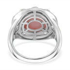 Queen Conch Shell, White Zircon Ring in Rhodium Overlay Sterling Silver 6.65 Ct.