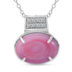 Queen Conch Shell and Natural Zircon Pendant with Chain (Size 20) in Rhodium Overlay Sterling Silver 9.96 Ct.