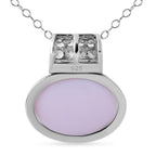 Queen Conch Shell and Natural Zircon Pendant with Chain (Size 20) in Rhodium Overlay Sterling Silver 9.96 Ct.
