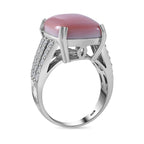 Queen Conch Shell and Natural Zircon Ring in Rhodium Overlay Sterling Silver 11.30 Ct