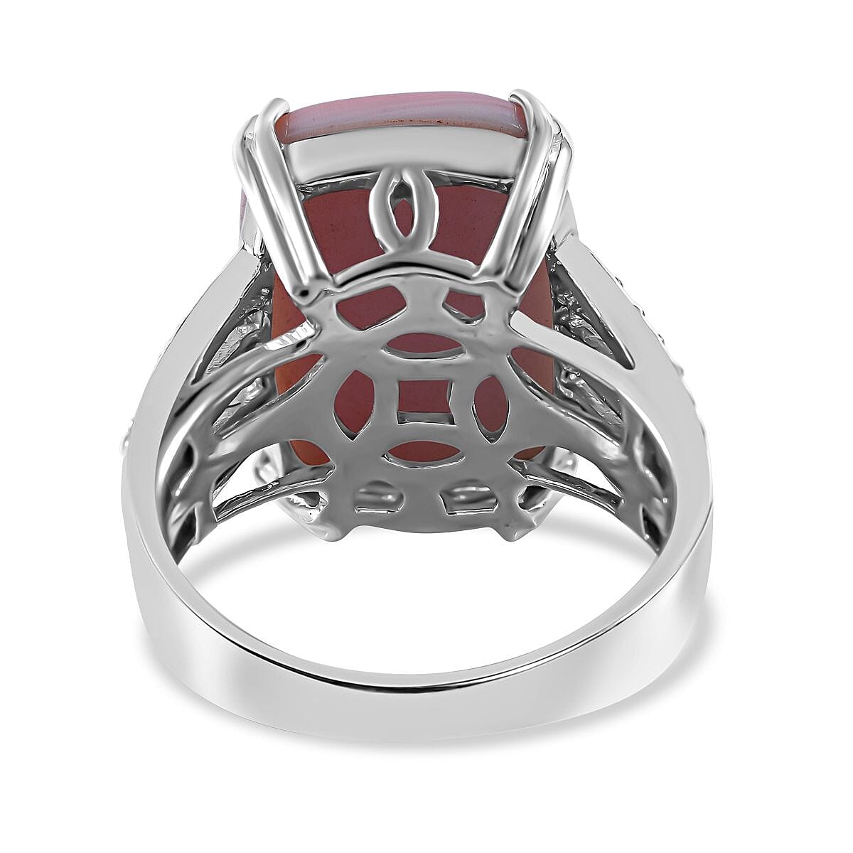 Pink Conch Shell and Natural Zircon Ring in Rhodium Overlay Sterling Silver 11.30 Ct 7373912 5
