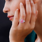 Queen Conch Shell and Natural Zircon Ring in Rhodium Overlay Sterling Silver 7.68 Ct
