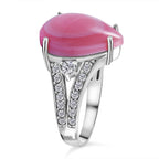 Queen Conch Shell and Natural Zircon Ring in Rhodium Overlay Sterling Silver 7.68 Ct
