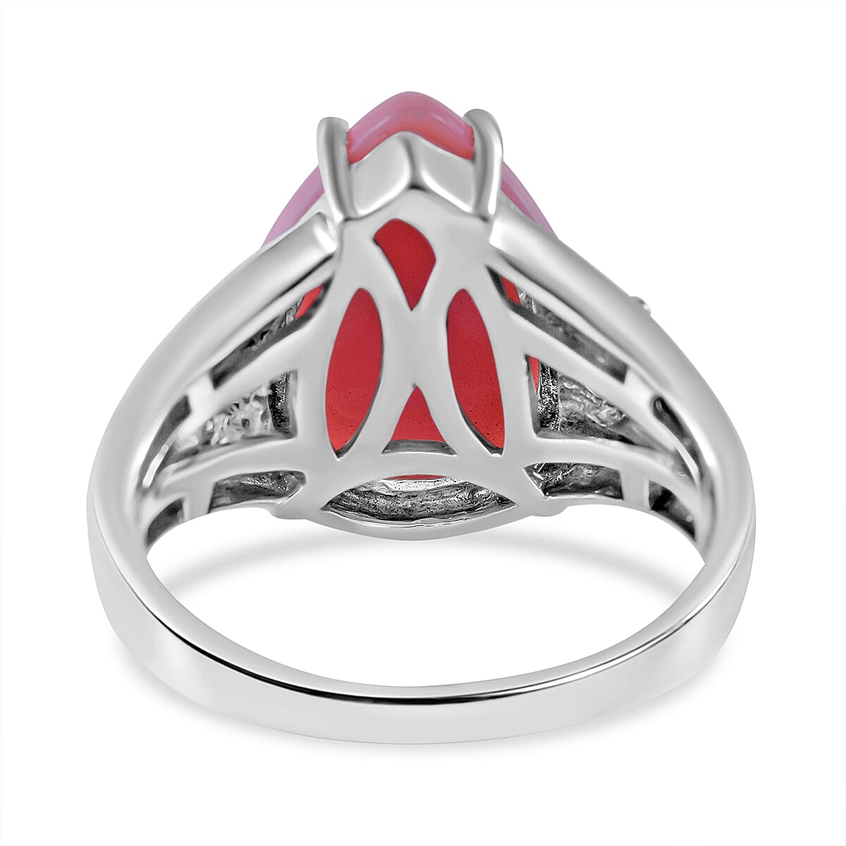 Queen Conch Shell and Natural Zircon Ring in Rhodium Overlay Sterling Silver 7.68 Ct 7378285 5