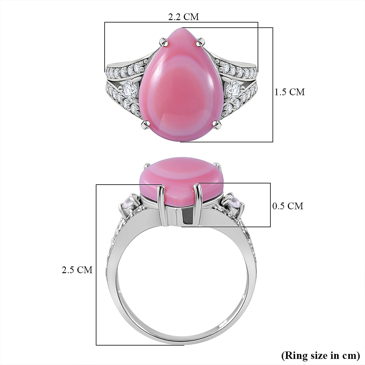 Queen Conch Shell and Natural Zircon Ring in Rhodium Overlay Sterling Silver 7.68 Ct 7378285 6