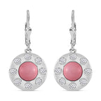 Queen Conch Shell & Zircon Solitaire Lever Back Earring in Rhodium Overlay Sterling Silver 4.64 Ct.