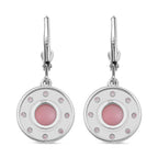 Queen Conch Shell & Zircon Solitaire Lever Back Earring in Rhodium Overlay Sterling Silver 4.64 Ct.