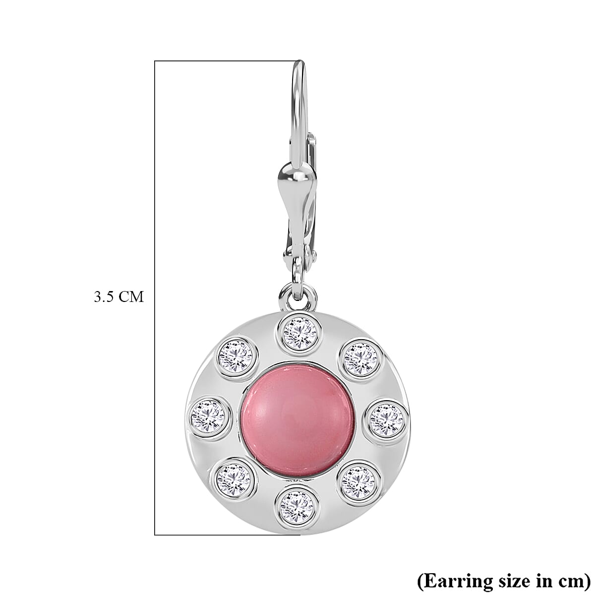 Pink Conch Shell, White Zircon Lever Back Earrings in Rhodium Overlay Sterling Silver, Silver Wt. 5 Gms 4.640 Ct. 7802280 6
