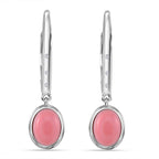 Queen Conch Shell, White Zircon Solitaire Lever Back Earring in Rhodium Overlay Sterling Silver 3.12 Ct.