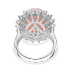 Queen Conch Shell & White Zircon Solitaire Ring in Rhodium Overlay Sterling Silver 11.30 Ct, Silver Wt. 6.80 Gms.