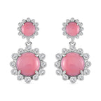 Queen Conch Shell, White Zircon Solitaire Stud Push Post Earring in Rhodium Overlay Sterling Silver 11.22 Ct.